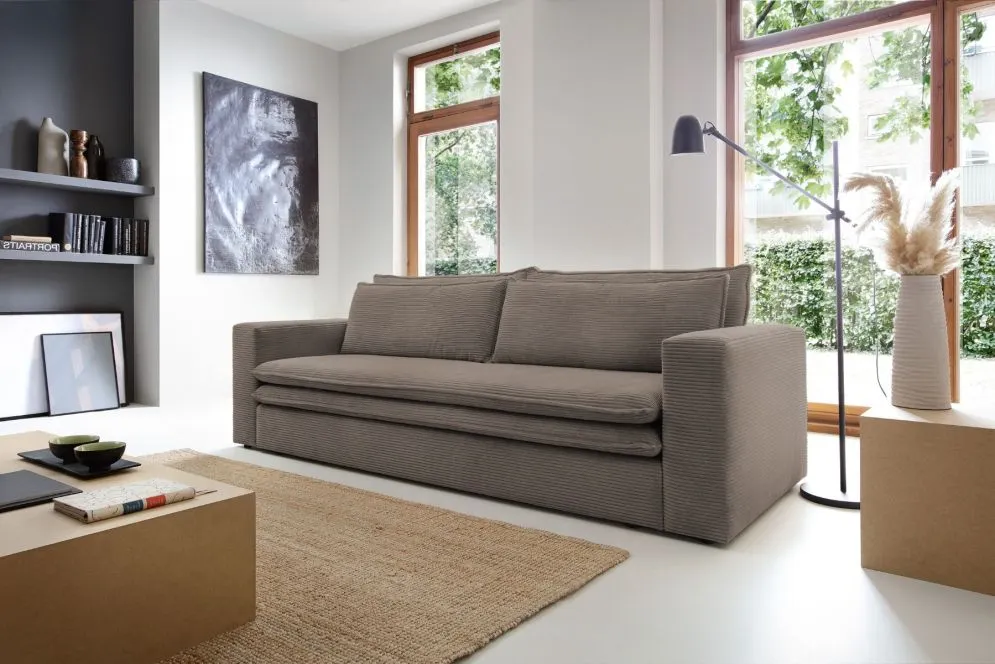 Sofa rozkładana LUNA jasna brązowa z podłokietnikami I sklep meblowy MIRAT.