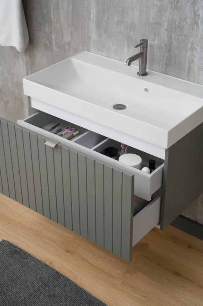 Szafka pod umywalkę HARMO 50 cm szaro-zielona półmat wisząca | MIRAT kolekcja HARMO