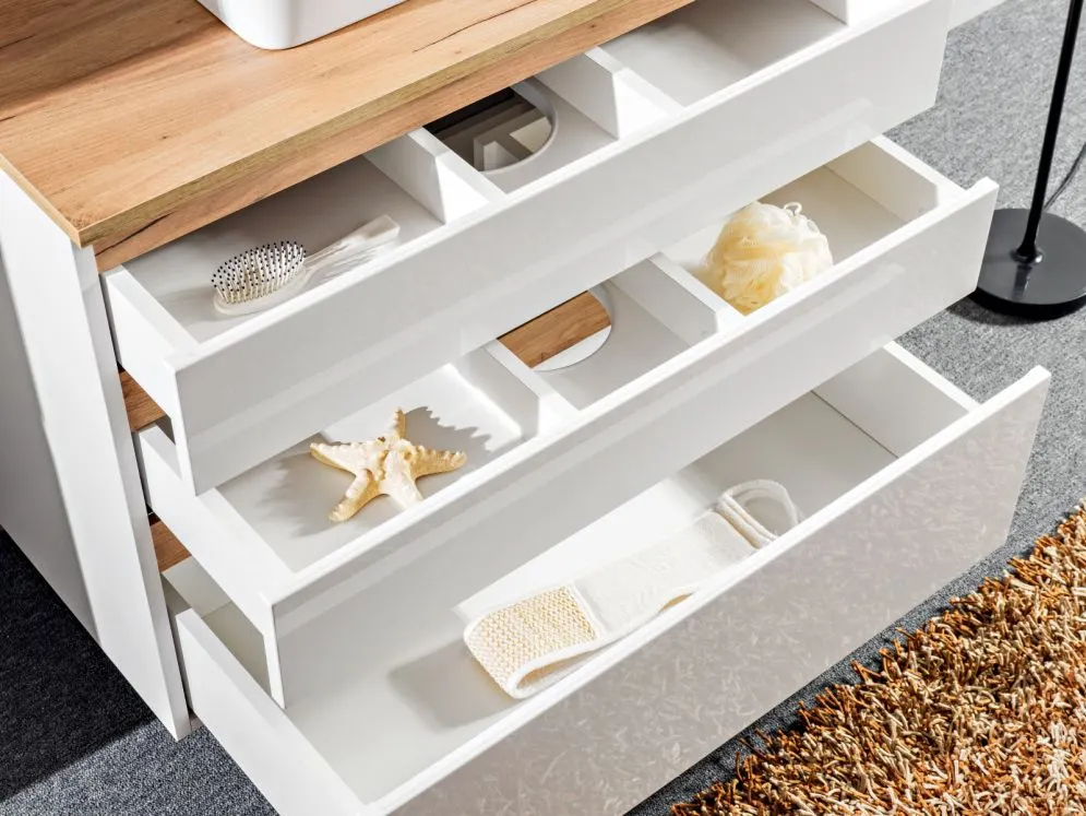 Szafka pod umywalkę nablatową PLATINUM 94 cm biała wisząca | MIRAT. kolekcja PLATINUM