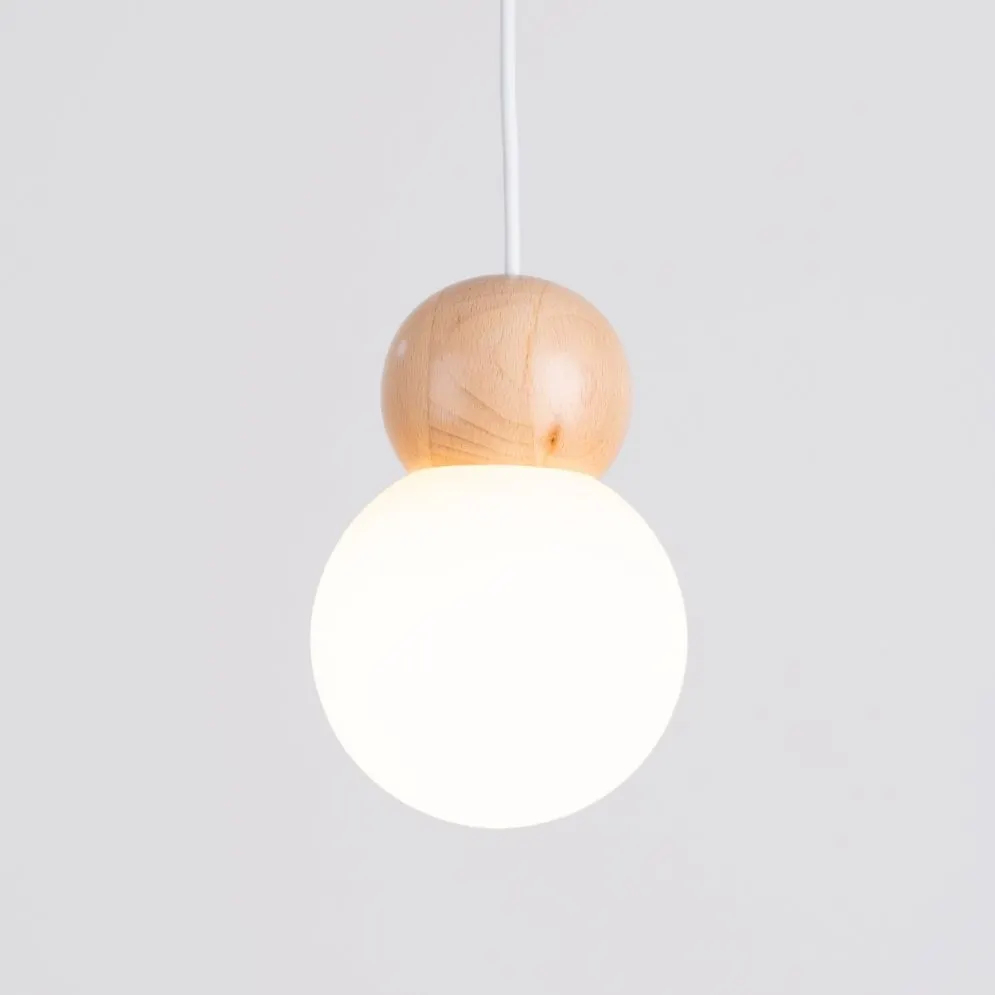 Lampa wisząca PEKKA 3P biała/naturalne drewno kule | sklep MIRAT kolekcja pekka