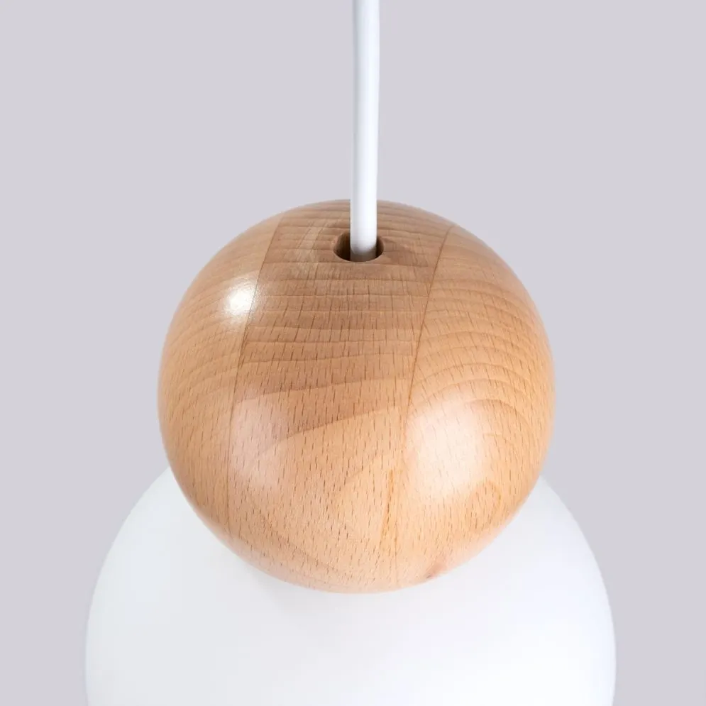 Lampa wisząca PEKKA 3P biała/naturalne drewno kule | sklep MIRAT kolekcja pekka