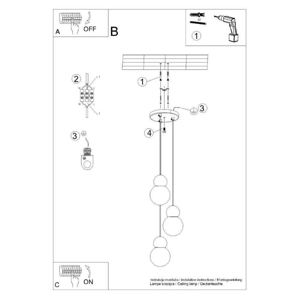 Lampa wisząca PEKKA 3P biała/naturalne drewno kule | sklep MIRAT kolekcja pekka