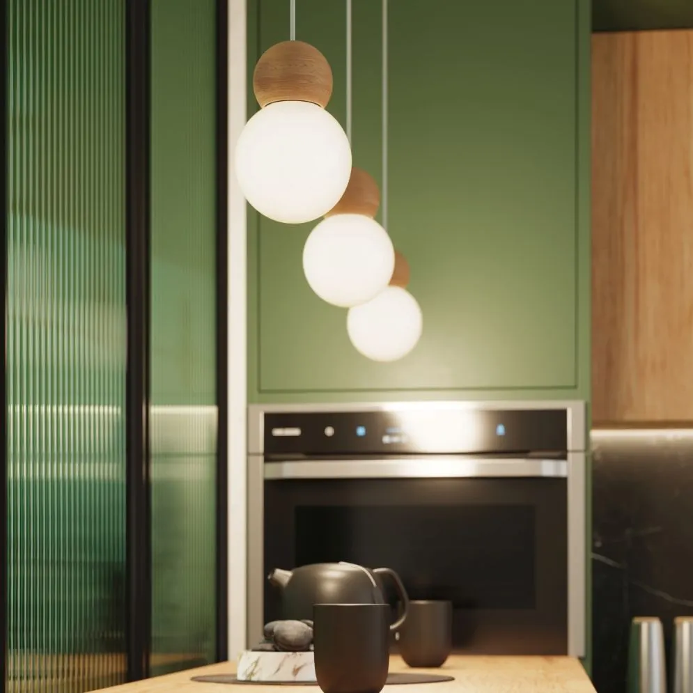 Lampa wisząca PEKKA 3P biała/naturalne drewno kule | sklep MIRAT kolekcja pekka