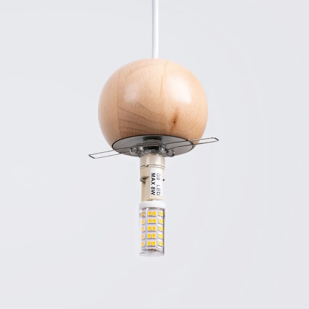 Lampa wisząca PEKKA 3P biała/naturalne drewno kule | sklep MIRAT kolekcja pekka