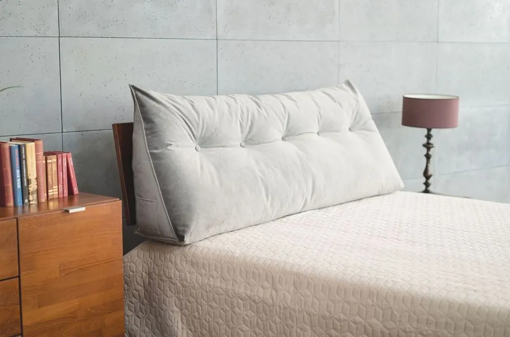 Poduszka zagłówek PILLOW CHIC VELVET 140 szara dekoracyjna | MIRAT.