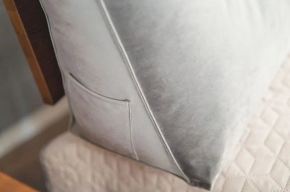 Poduszka zagłówek PILLOW CHIC VELVET 140 szara dekoracyjna | MIRAT.