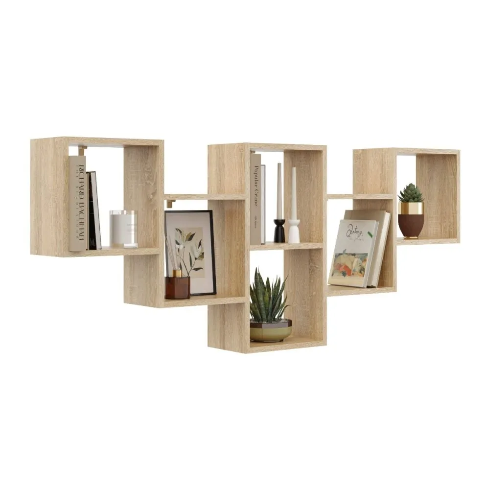Półka ALESIA 9 dąb sonoma wisząca do salonu | MIRAT. styl LOFT