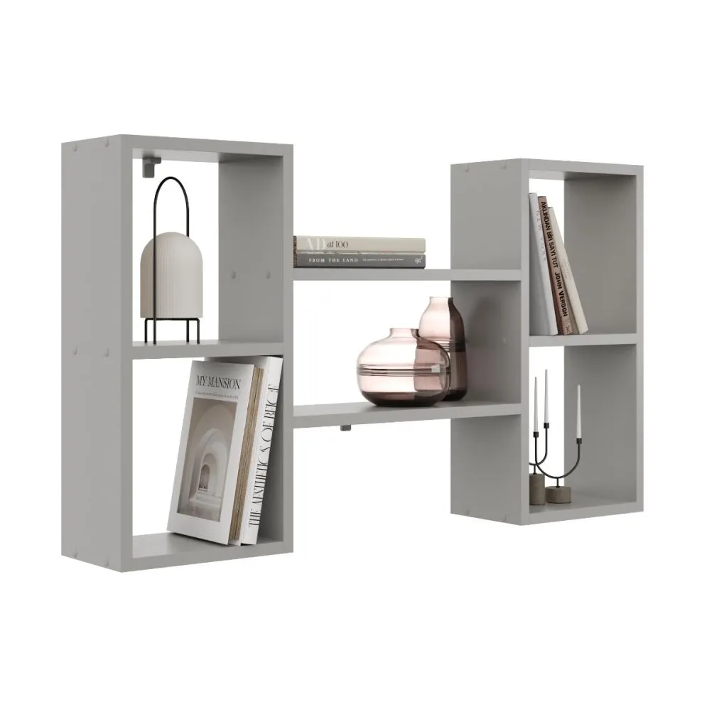 Półka ALESIA 6 szara wisząca do salonu | MIRAT. styl LOFT