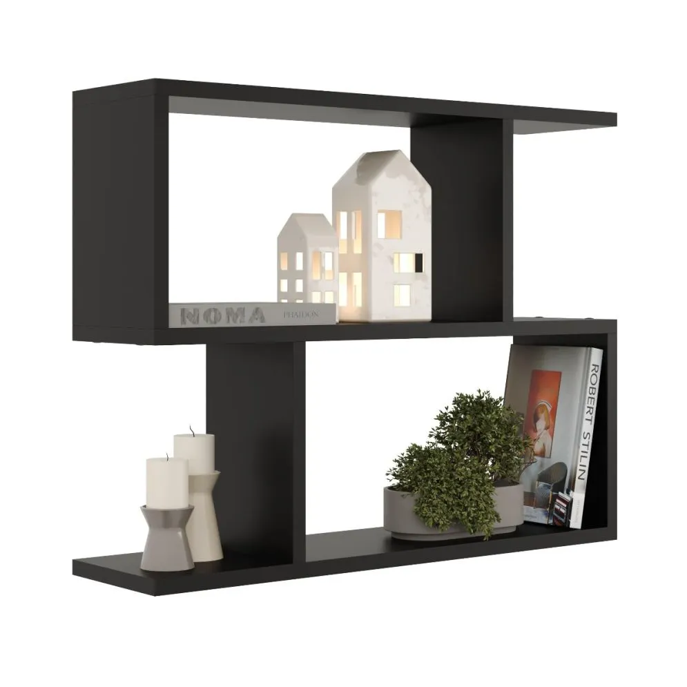 Nowoczesna półka ALESIA 7 czarna wisząca | MIRAT. styl LOFT