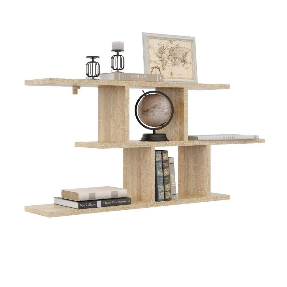 Półka ALESIA 8 dąb sonoma wisząca do salonu | MIRAT. styl LOFT