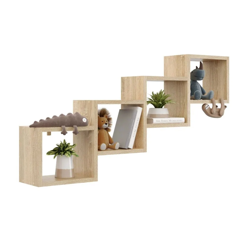 Półka ALESIA 3 dąb sonoma wisząca do salonu | MIRAT. w stylu LOFT kolekcja