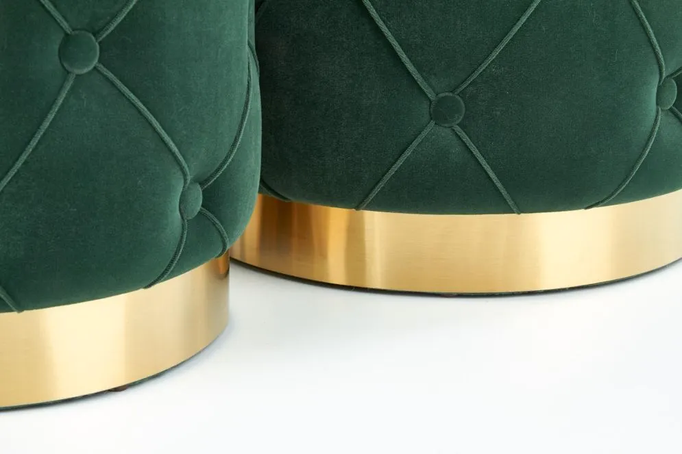Zestaw puf POLLY VELVET ciemno zielony ze schowkiem | MIRAT. styl GLAMOUR