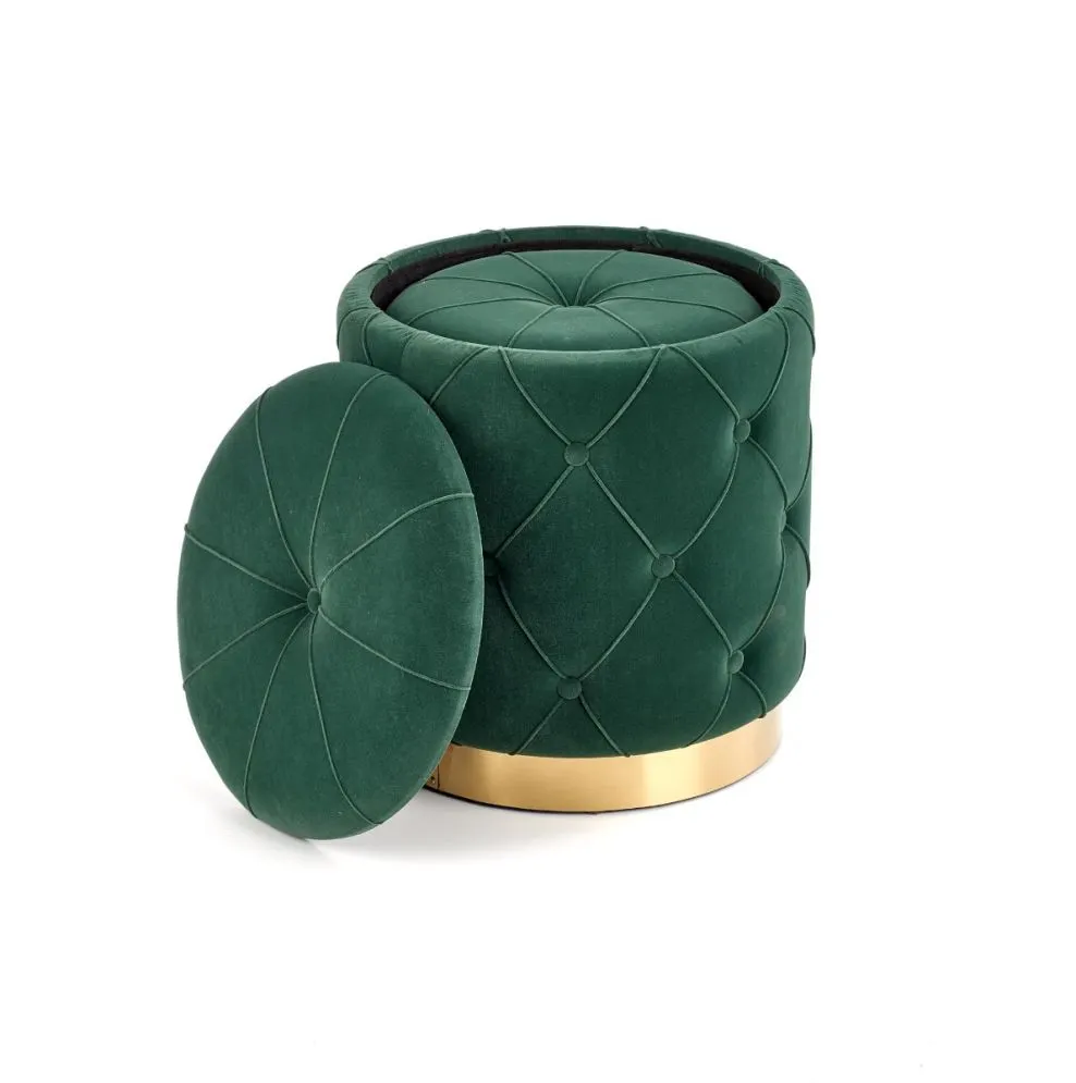 Zestaw puf POLLY VELVET ciemno zielony ze schowkiem | MIRAT. styl GLAMOUR