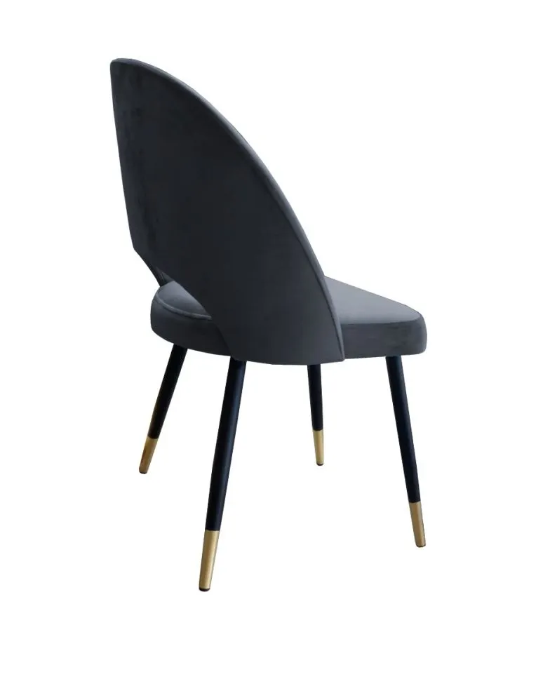 Krzesło ISKAR BL VELVET GOLD ciemno szare kubełkowe na czarnych nogach | MIRAT. styl GLAMOUR