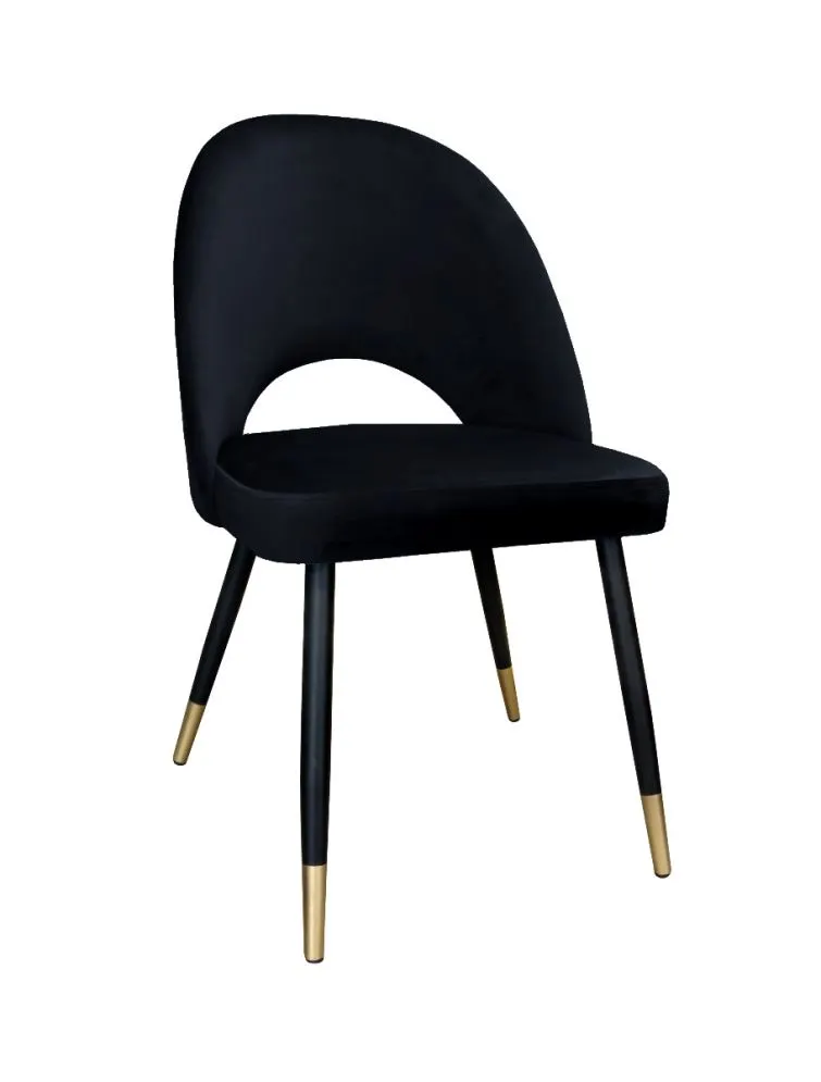 Zestaw krzeseł ISKAR VELVET GOLD 2 szt czarne tapicerowane do salonu | MIRAT. w stylu GLAMOUR kolekcja