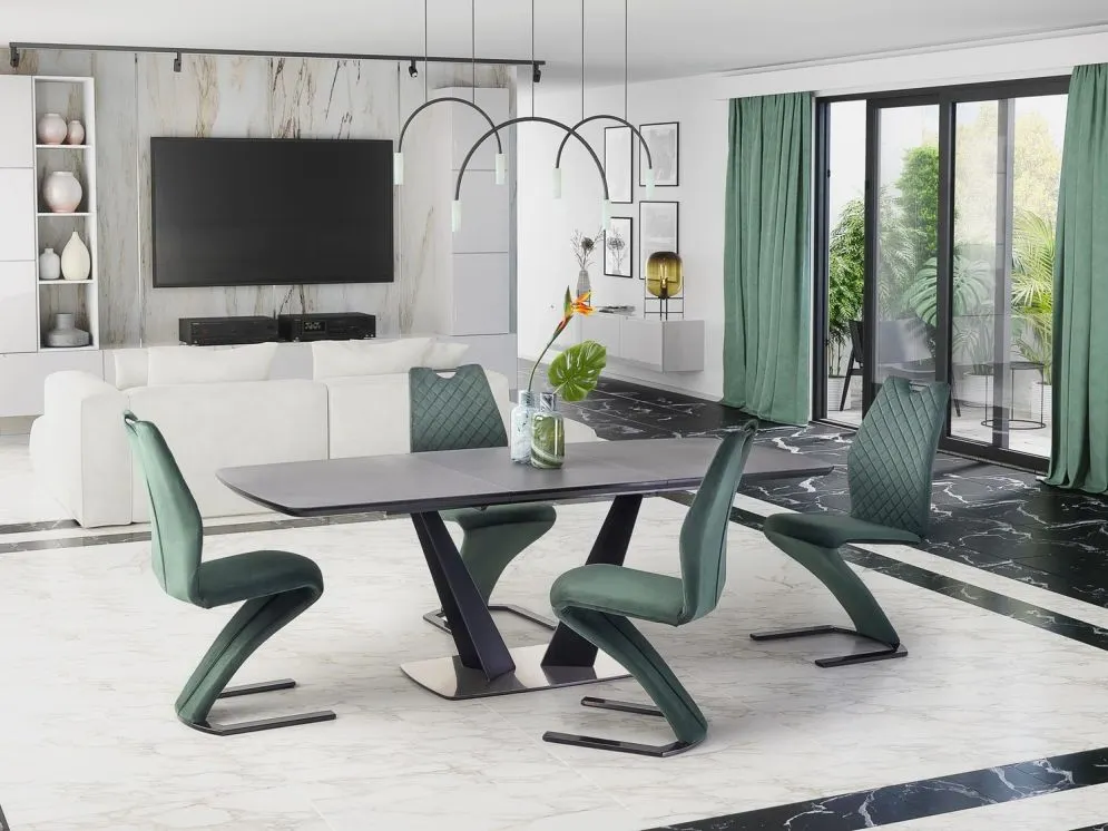 Krzesło tapicerowane K442 VELVET ciemnozielone tapicerowane na płozie | MIRAT. styl LOFT