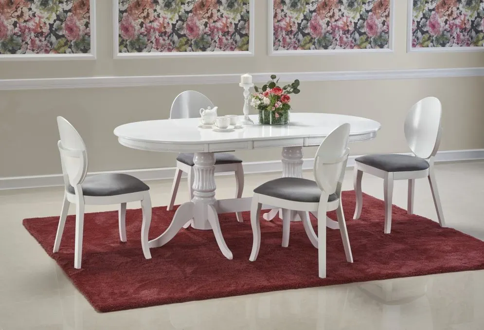 Krzesło VERDI białe drewniane z tapicerowanym siedziskiem | MIRAT. styl GLAMOUR