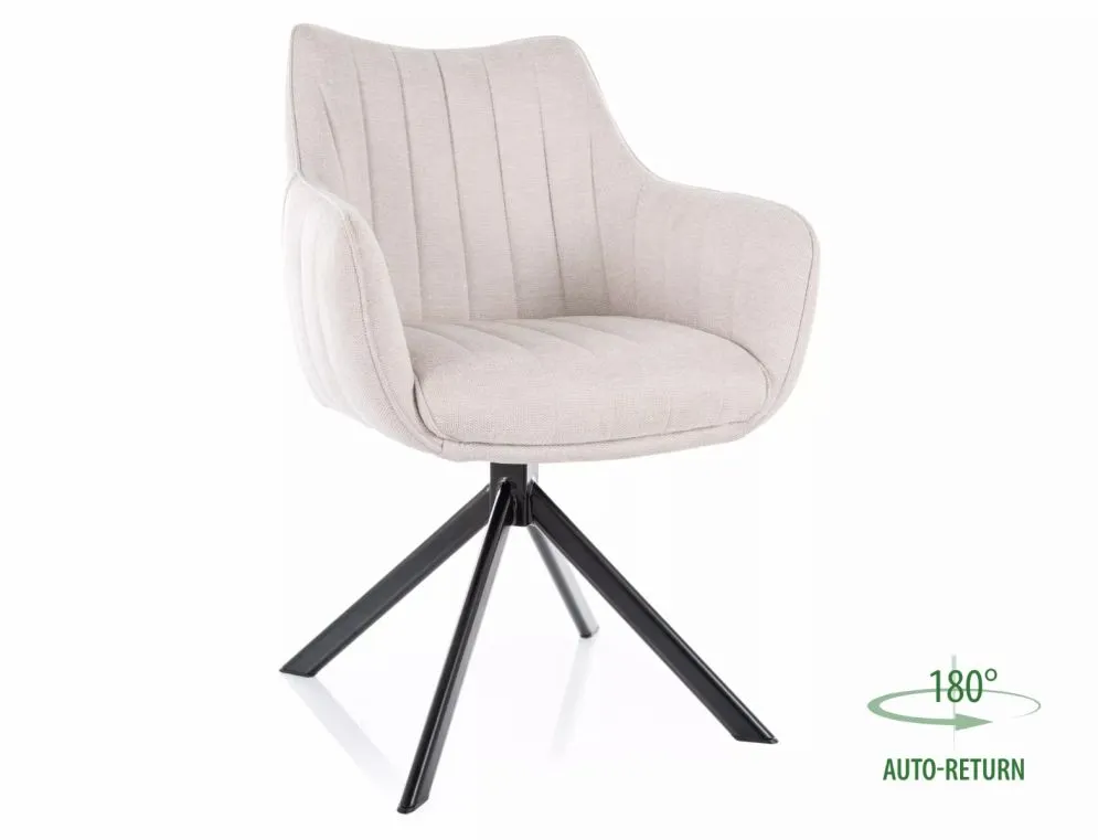 Fotelowe krzesło obrotowe AZALIA Brego jasnobeżowe do salonu | MIRAT styl LOFT