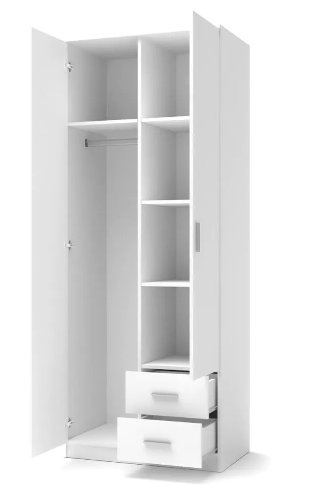 Szafa dwudrzwiowa LIMA S-2 80cm biały połysk z szufladami I sklep meblowy MIRAT. styl SKANDYNAWSKI kolekcja LIMA