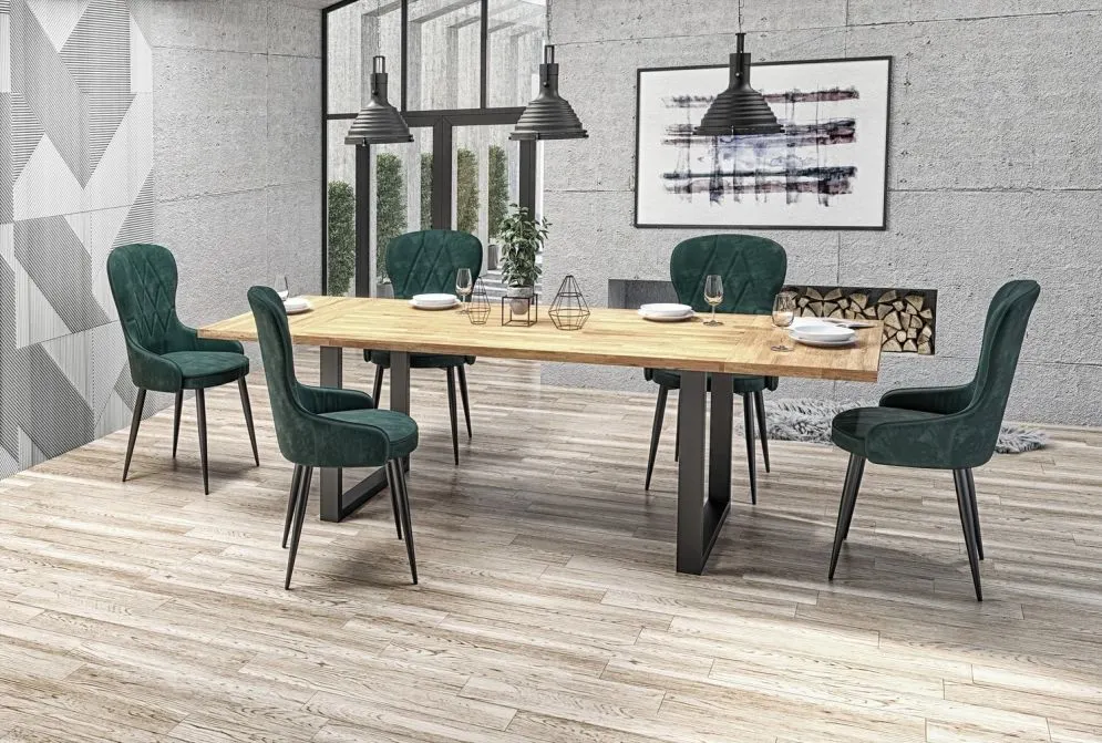 Krzesło tapicerowane K366 VELVET ciemno zielone na metalowych nogach | MIRAT. styl GLAMOUR