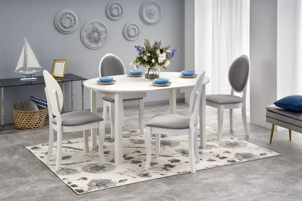 Krzesło VELO białe/szare do salonu w stylu glamour | MIRAT. styl KLASYCZNY