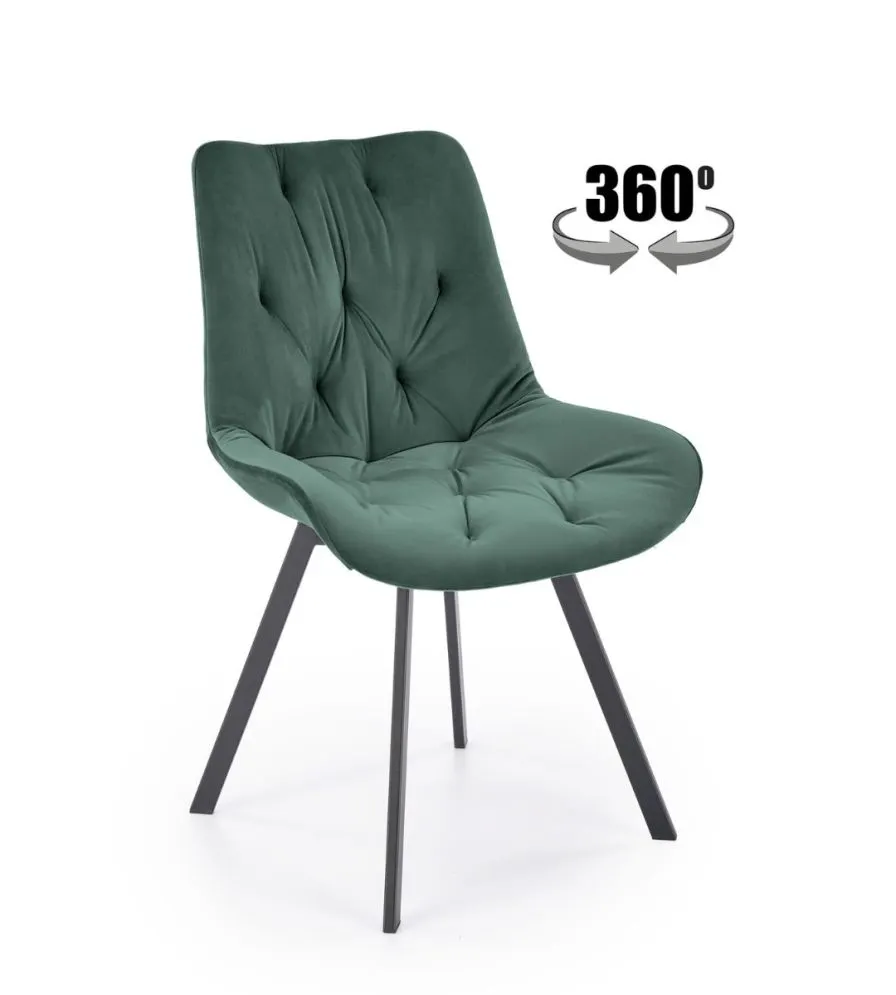 Krzesło tapicerowane K519 VELVET zielone pikowane I sklep meblowy MIRAT. styl LOFT
