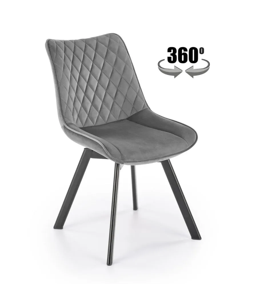 Krzesło tapicerowane K520 VELVET szare obrotowe I sklep meblowy MIRAT. styl LOFT