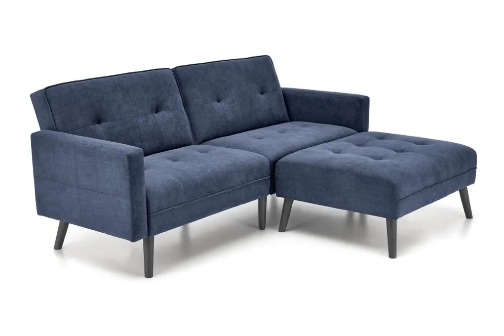 Sofa rozkładana CORNELIUS niebieska na drewnianych nogach I sklep meblowy MIRAT.