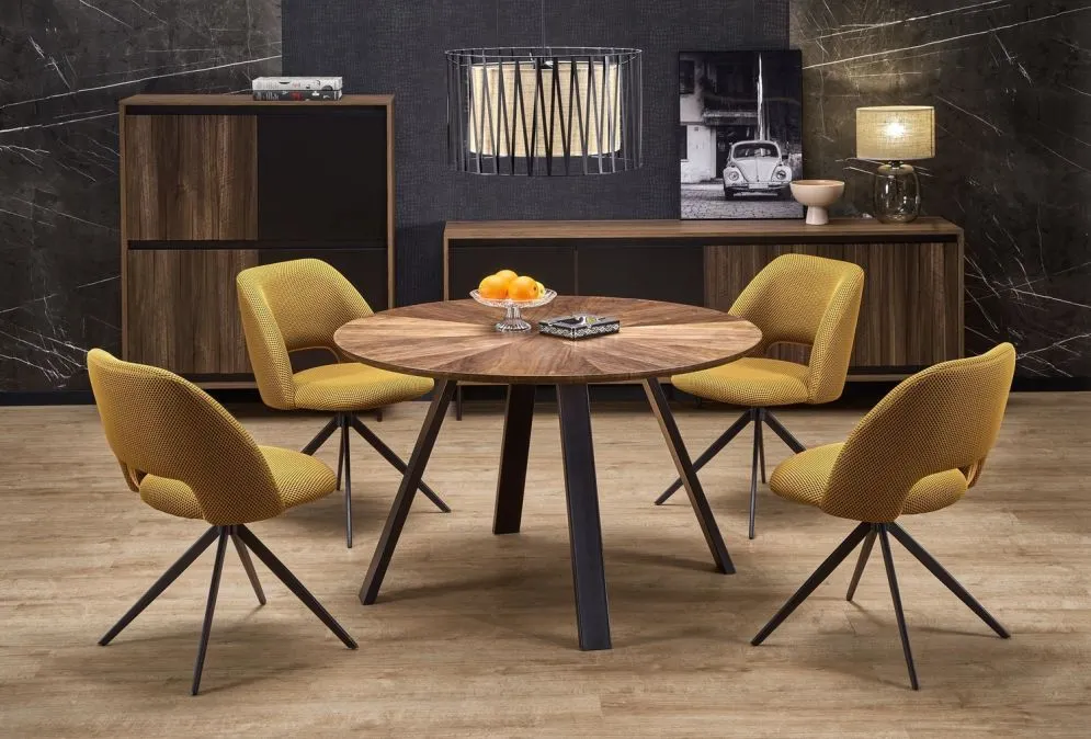 Stół okrągły DANILO 120x120 orzechowy/czarny nierozkładany I sklep meblowy MIRAT. styl LOFT