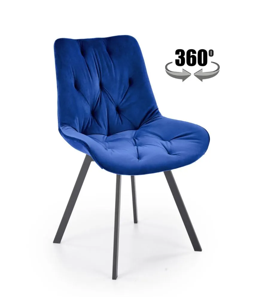 Krzesło obracane K519 VELVET granatowe obrót o 360° I sklep meblowy MIRAT. styl GLAMOUR