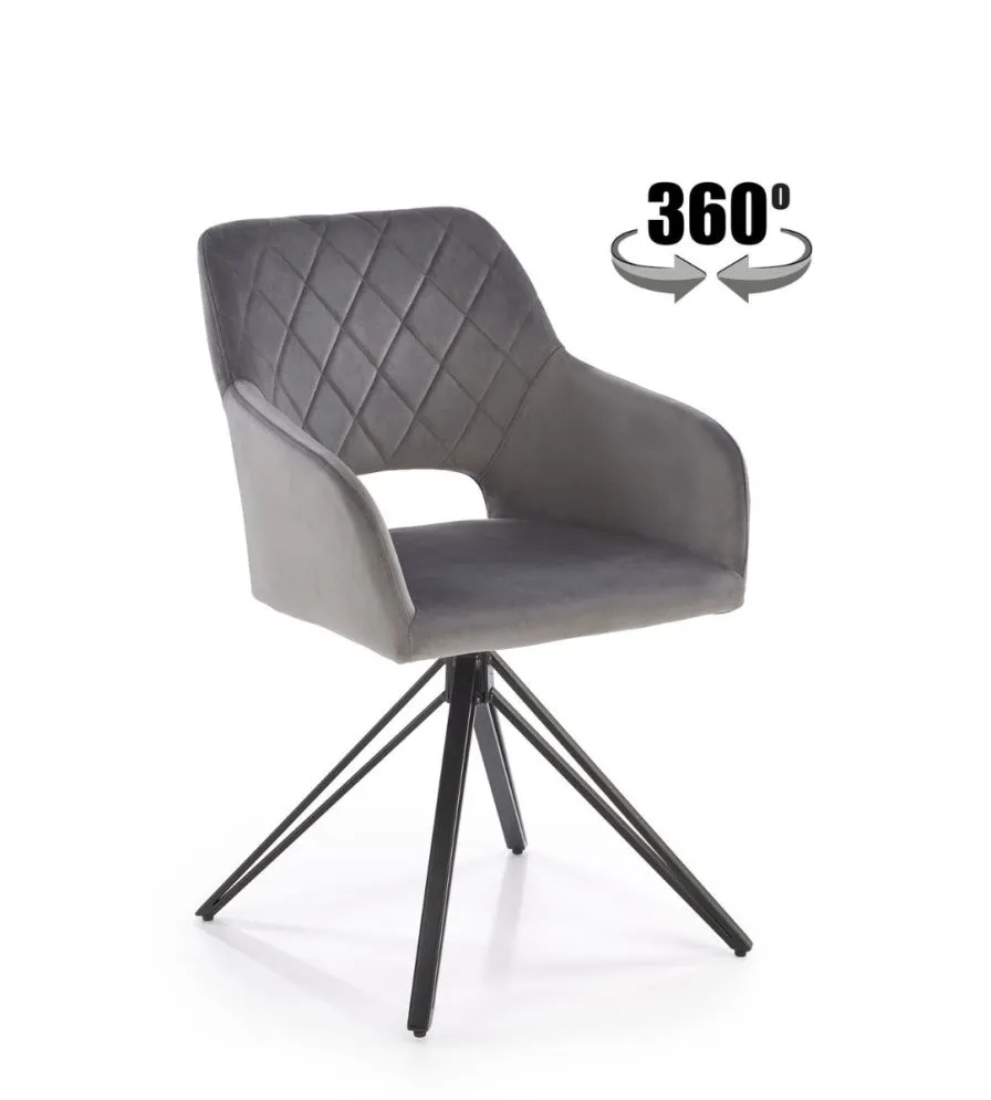 Krzesło tapicerowane K535 szare obracane na metalowych nogach I sklep meblowy MIRAT. styl GLAMOUR, LOFT