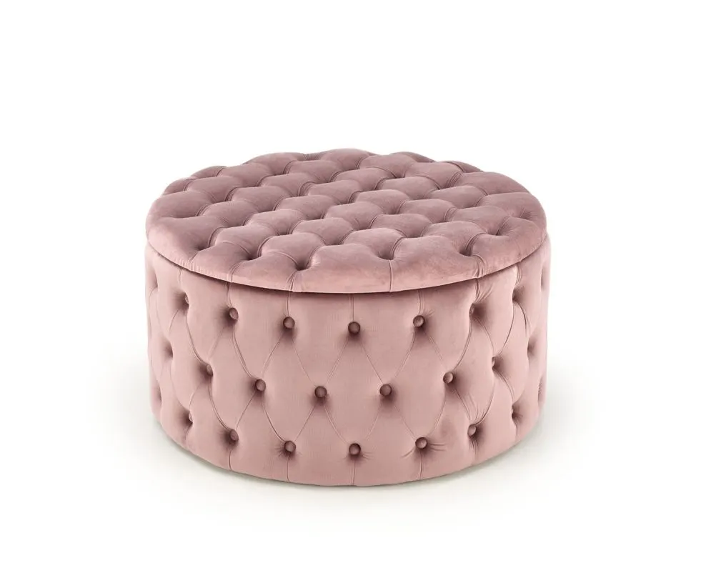 Pufa NUNEZ VELVET różowa ze schowkiem pikowana I sklep meblowy MIRAT. styl GLAMOUR