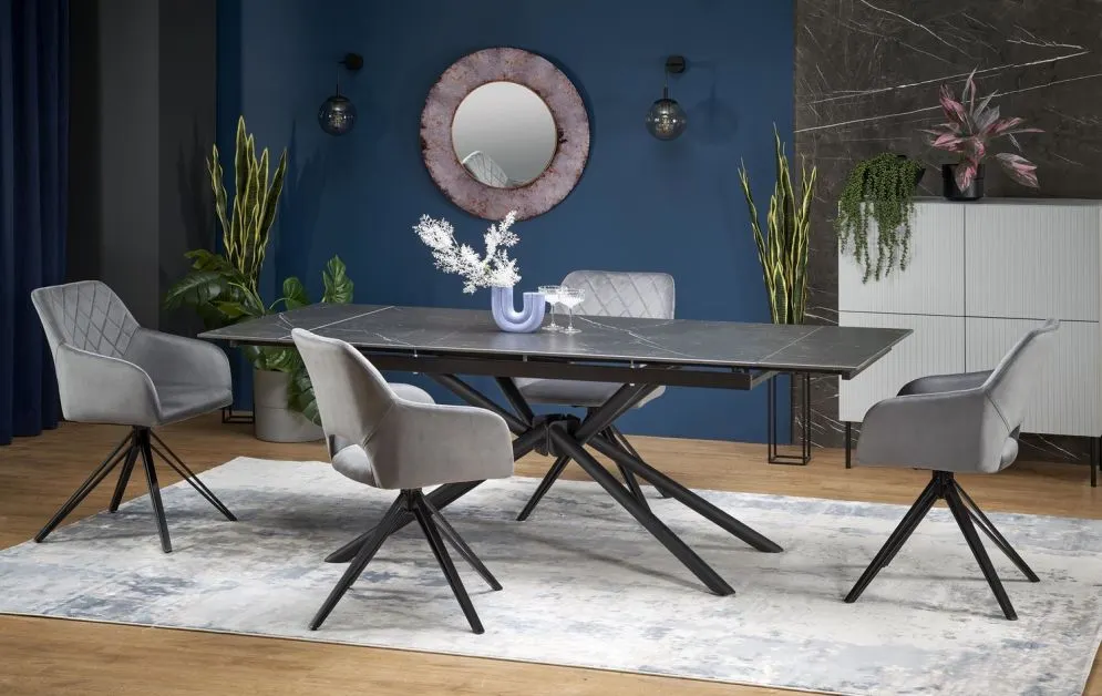 Stół rozkładany VITORINO 160(220)x90 czarny marmur w stylu loftowym I sklep meblowy MIRAT. styl LOFT