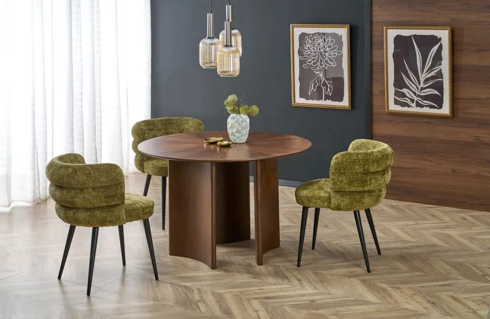 Stół okrągły CALDO 120x120 orzechowy do salonu I sklep meblowy MIRAT.