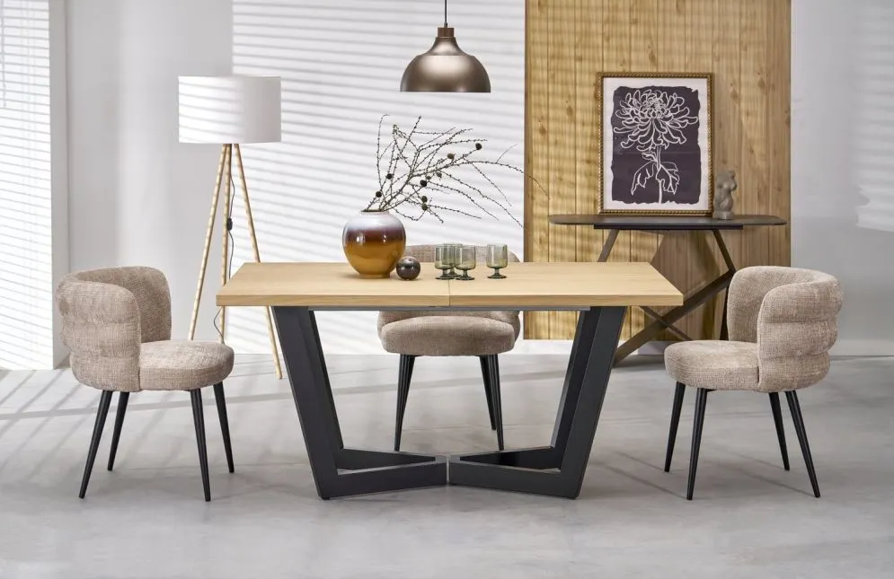Prostokątny stół rozkładany MASSIVE 2 160(250)x90 dąb naturalny/czarny I sklep meblowy MIRAT. styl LOFT
