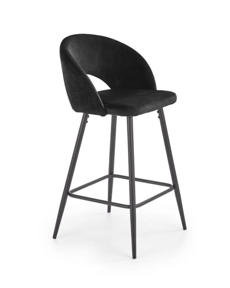 Hoker barowy H96 VELVET czarny welurowy I sklep meblowy MIRAT. styl LOFT