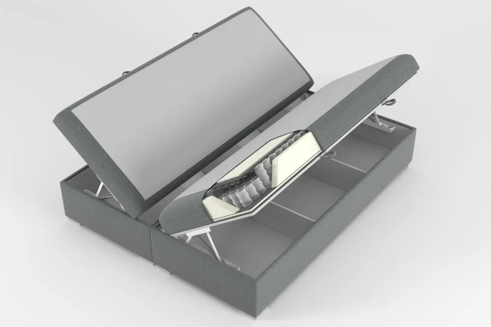 Łóżko kontynentalne INTENSO 140 bordowe velvet z pojemnikiem i materacem | MIRAT. styl GLAMOUR