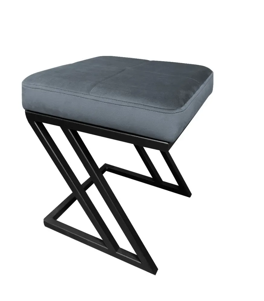Pufa ZAZU BL VELVET ciemnoszara na stelażu w kształcie litery Z | MIRAT. w stylu LOFT kolekcja