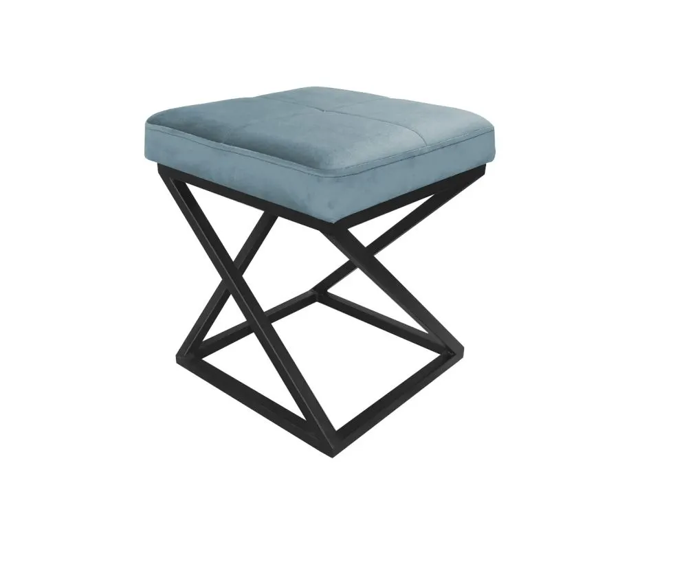 Pufa ZAZU 2 BL VELVET szara na metalowym stelażu | MIRAT. styl LOFT