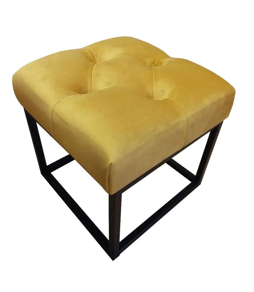 Pufa CHARLIE MG VELVET musztardowa/curry na metalowych nogach | MIRAT. w stylu GLAMOUR, LOFT kolekcja