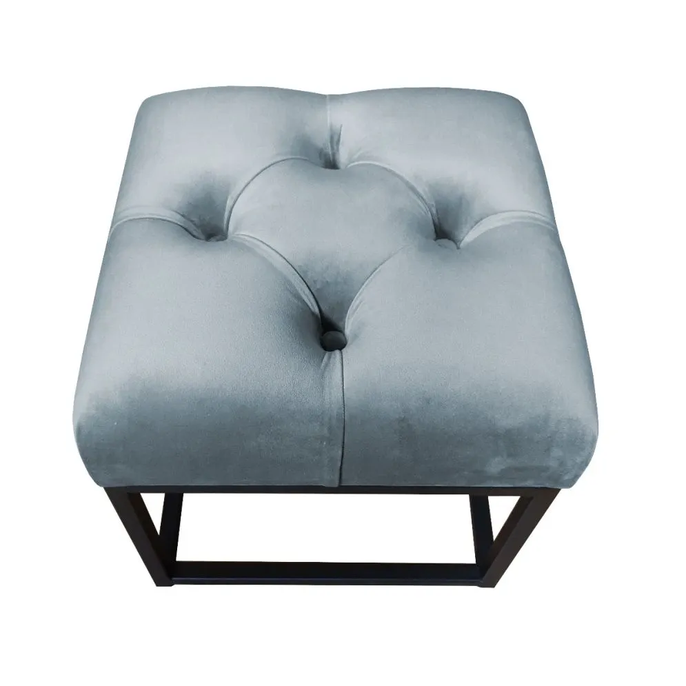 Pufa CHARLIE BL VELVET szara na metalowych nogach | MIRAT. w stylu GLAMOUR, LOFT kolekcja