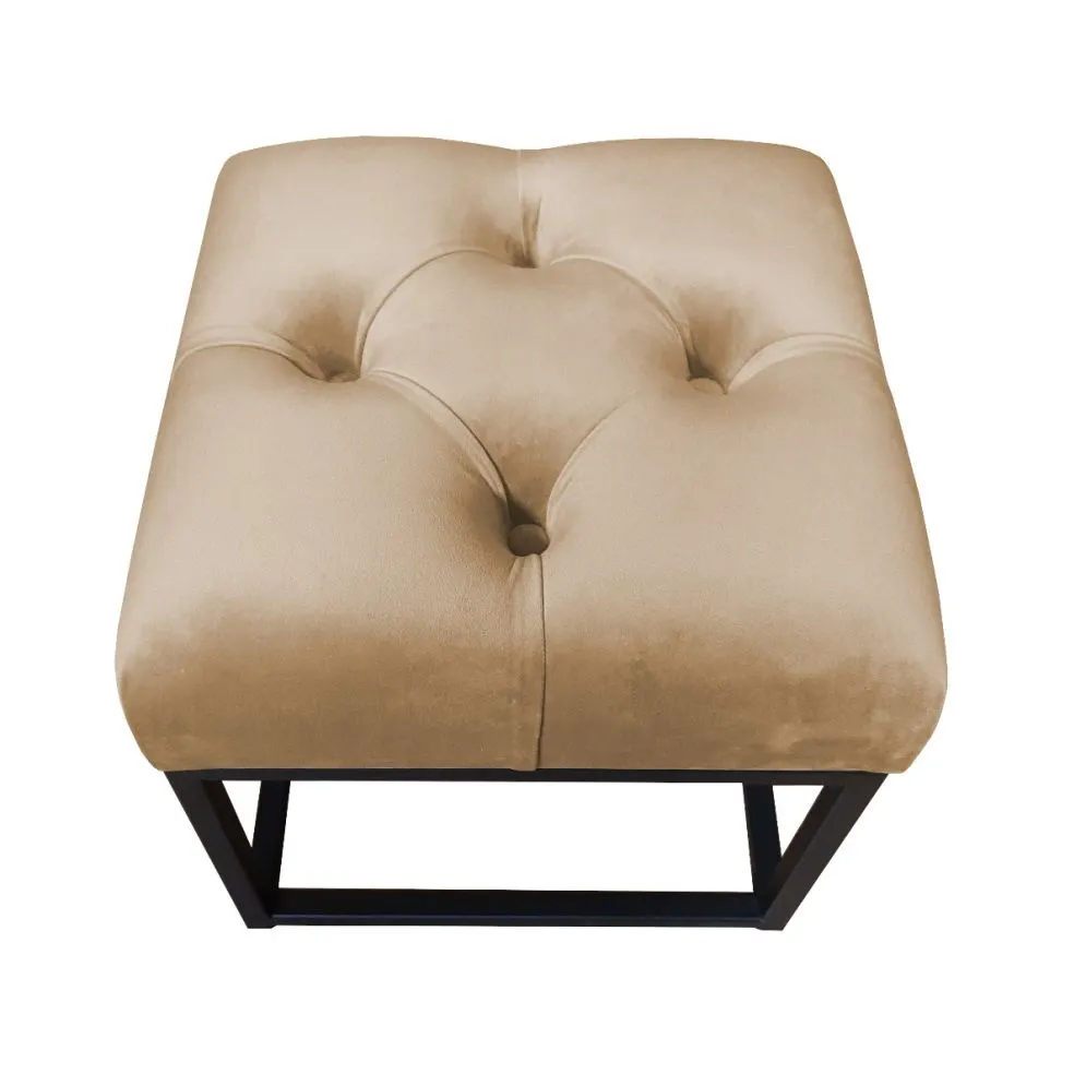 Pufa CHARLIE MG VELVET beżowa na metalowych nogach | MIRAT. w stylu GLAMOUR, LOFT kolekcja