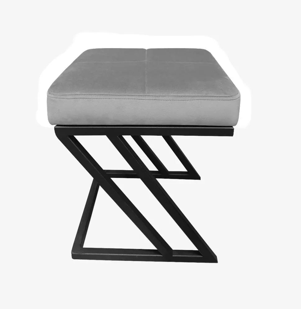 Pufa ZAZU MG VELVET szara na metalowych nogach w stylu loft | MIRAT. w stylu LOFT kolekcja
