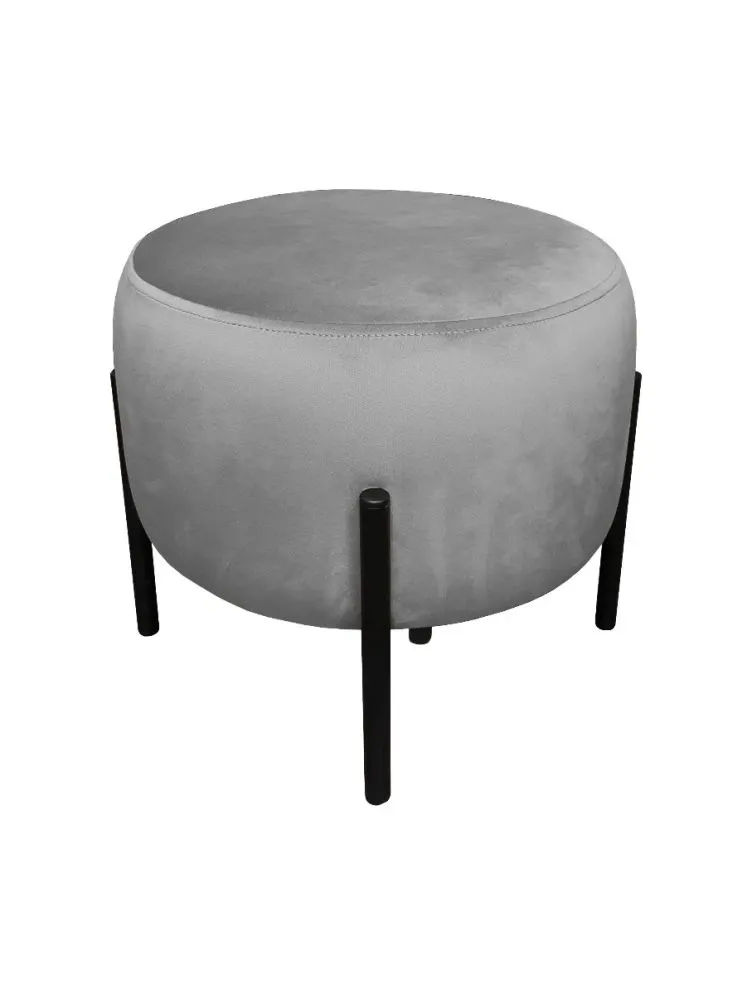 Pufa WILFRED MG VELVET szara okrągła na metalowych nogach | MIRAT. styl GLAMOUR, LOFT