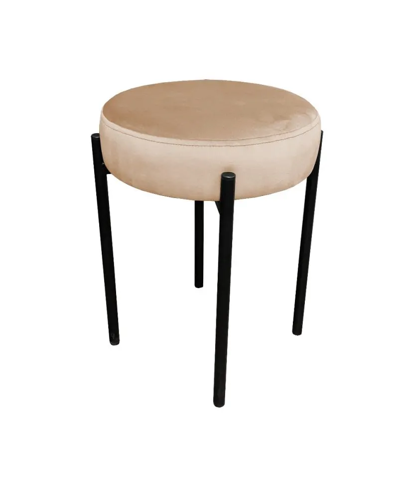 Taboret TORIN MG VELVET beżowy na metalowych nogach | MIRAT.