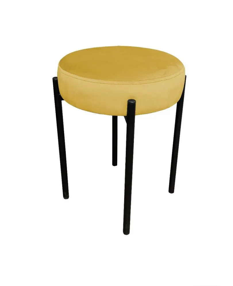 Taboret TORIN MG VELVET musztardowy/curry na metalowych nogach | MIRAT.