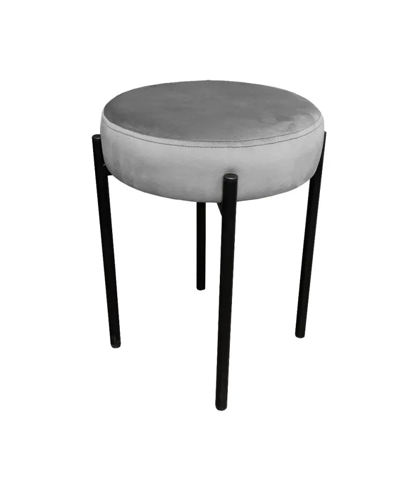 Taboret TORIN MG VELVET szary na metalowych nogach | MIRAT.
