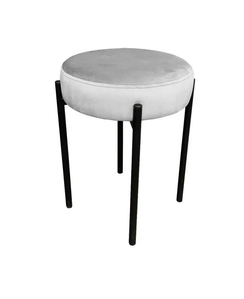 Taboret TORIN MG VELVET jasno szary na metalowych nogach | MIRAT.