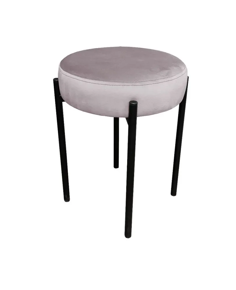 Taboret TORIN MG VELVET jasno różowy na metalowych nogach | MIRAT.