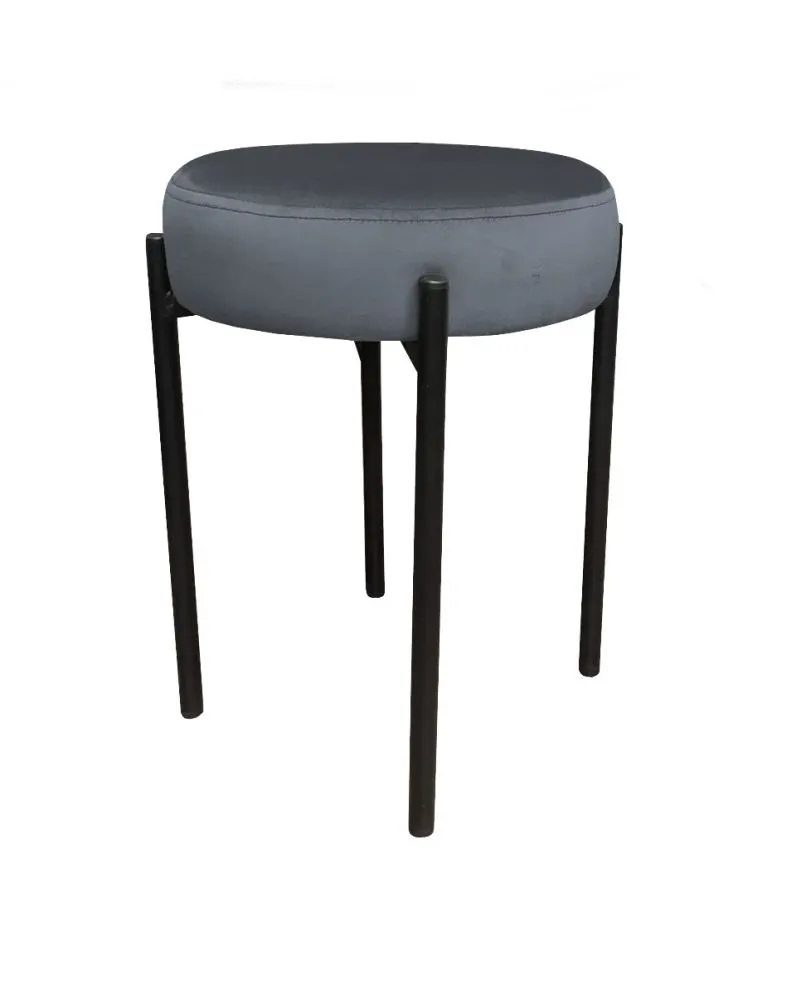 Taboret TORIN BL VELVET ciemno szary na metalowych nogach | MIRAT.